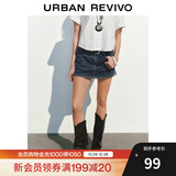 UR【明星同款】UR2025春季新款女装水洗休闲时髦牛仔短裤UYY850101 蓝色 (偏短) 28