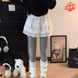 oein蕾丝屁帘女新年穿搭瑜伽鲨鱼裤遮胯百搭洋气秋冬叠穿打底半身裙 白色 均码 裙长约33cm