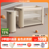 leeoeevee鹿儿拼接床婴儿床可折叠可移动床多功能游戏床新生宝宝床便携床垫 香槟金(皮质款含原装床垫)