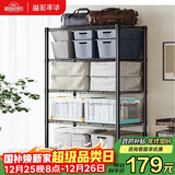 溢彩年华厨房置物架落地阳台杂物收纳货架零食蔬菜架【加粗五层80cm】2396