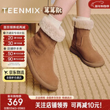 天美意雪地靴秋冬通勤穿搭加绒短靴厚底休闲显瘦百搭靴子保暖女靴