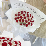 帕提拉（patila）手工自制diy仿真不凋谢玫瑰花束手捧花材料包送女朋友七夕礼物 热恋红玫瑰33朵+开窗礼袋+LED灯