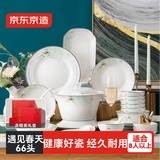 京东京造 碗盘餐具整套 碗具碟子套装乔迁之喜陶瓷礼盒 遇见春天66头