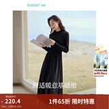 茵曼（INMAN）2025秋冬女装新款灯芯绒连衣裙新品长袖休闲针织礼服中长裙子 午夜黑-18348357H1 XL