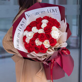 朵梓鲜花速递玫瑰花束送女朋友老婆生日礼物全国同城配送 33朵红玫瑰白玫瑰混搭花束