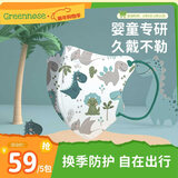 绿鼻子（green nose）儿童口罩 婴儿宝宝流感防护用品 恐龙款 S码5片【1-6岁适用】