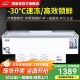 海蓝星冰柜商用展示柜大容量岛柜冷冻冷藏保鲜柜玻璃门点菜卧式冷柜 冷藏展示柜 超市冷冻柜 2.0米平岛展示柜【智能数显】