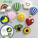 微光翼冰箱贴卡通磁贴创意磁吸装饰磁铁吸铁石磁力蔬菜水果车船飞机动物 彩虹白云/10个装 磁吸款【仅能吸附铁质表面】