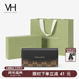 VANESSA HOGAN  VH女包PVC长款钱包小众多功能钱夹复古手拿小包新年礼物送女友 黑色