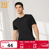361°短袖男速干t恤新款夏季弹力吸湿排汗运动t恤男圆领跑步健身速干衣 【男款】超级黑 XL