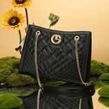 金利来女包秋冬新款单肩包百搭时尚手提包简约链条包新年礼物 黑色