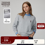 Teenie Weenie小熊秋季简约圆领套头卫衣学院风短款上衣休闲时尚女 浅灰色 S (160)