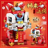 启致创想醒狮积木狮来运转拼装益智玩具国潮乐高生日男女孩礼物