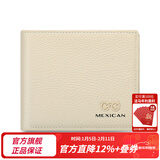 稻草人（MEXICAN）头层牛皮竖款横款钱包女折叠简约女士钱包实用新年礼物送女生 米白横款单车