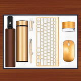 禾伴年会伴手礼商务礼品定制新年元旦礼物实用送客户员工保温水杯礼盒 【马年新年礼物】金色保温杯雨伞充电宝鼠标键盘七件套 马年新年礼物公司集团学校银行工商会开业周年庆纪念品