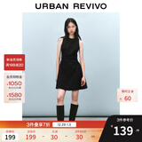 UR2025春季新款女摩登气质褶皱收腰显瘦无袖连衣裙UYY750030 黑色 XS
