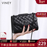 viney新款斜挎包包女包牛皮链条包轻奢单肩包生日新年礼物送女生女友 【黑色】送老婆高级感实用洋气品牌小方包