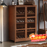 安尔雅新中式鞋柜门口简易鞋架家用收纳透气大容量多层玄关柜 双门款