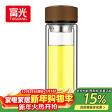 富光男女士双层玻璃杯 高硼硅玻璃304茶隔水杯子 带茶隔泡茶杯320ml