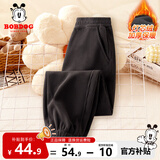 巴布豆儿童裤子秋冬季男童加绒保暖女童灯芯绒长裤时尚宽松潮流童装 深灰 150