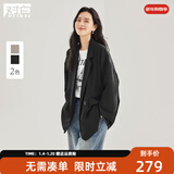 对白（DUIBAI）宽松廓形通勤西装外套女2026年春新款oversize气质休闲小西服 静谧黑 L