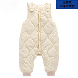 迪士尼品牌儿童羽绒裤男女童秋冬背带棉裤婴儿宝宝连体裤加厚保暖长裤 杏色 (颜色偏深) 80cm