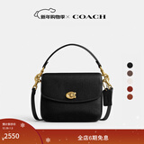 蔻驰（COACH）【礼物】经典标志CASSIE19号单肩斜挎包翻盖冬季女包 黄铜色硬件/黑色（新版）