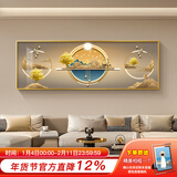 好久不见新中式客厅装饰画沙发背景墙横幅壁画现代简约酒店主卧室 新工艺 吉星高照 70cmx200cm(适合2.5-3.5米沙发) 丝缎金 铝合金外框+有机玻璃