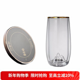 容山堂雪山绿茶杯子双层玻璃杯办公杯泡茶杯水杯家用茶杯小水杯凉杯水具 雪山绿茶杯+雅金恒温底座