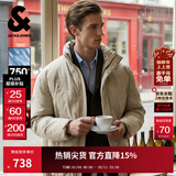 杰克·琼斯（JACK&JONES）男装25年冬季潮流立领保暖压胶外套宽松短款休闲鸭绒男士羽绒服 卡其色E11 M 175