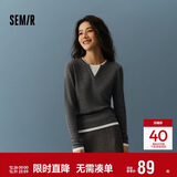森马（Semir）森马毛衣女短款假两件含羊毛针织衫24冬新款保暖内搭109724107015
