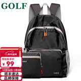 高尔夫（GOLF）可折叠双肩包防泼水男女大容量14英寸学生电脑书包便携户外背包男 黑色
