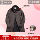 马登工装复古英伦油蜡风衣男秋秋中长款灯芯绒撞色大衣宽松披风外套 油蜡风衣+蜂蜡组合 L
