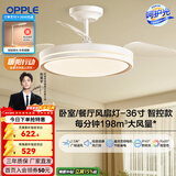 欧普照明（OPPLE）隐形扇客厅餐厅风扇灯风扇吸顶灯一体卧室超静音1级能效简约白金 【36寸24瓦照明】APP智控/ 白金