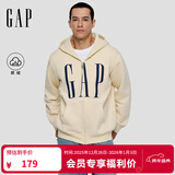 GAP男女装2025秋季新款logo印花抓绒宽松运动连帽衫卫衣786920 米色 L (175/96A)亚洲尺码【偏大,建议拍小一码】