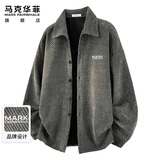 马克华菲（MARK FAIRWHALE）外套男士春秋季纹理感休闲开衫夹克男士宽松上衣服 深灰色 XL