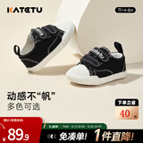 卡特兔童鞋幼儿园室内鞋早秋女童宝宝帆布鞋儿童软底机能鞋男童饼干鞋子 黑色 20 内长12.5cm 脚长11.5-12.0