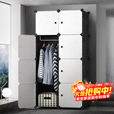 安尔雅 简易衣柜塑料组装双人衣橱现代简约组合单人卧室收纳衣柜出租房