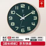 北极星（POLARIS）夜光钟表客厅挂钟家用墙钟卧室简约时钟创意挂表日历石英钟 夜光时尚金蓝面 直径25.5厘米
