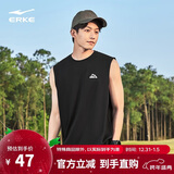 鸿星尔克无袖T恤男夏季新品圆领运动篮球背心宽松落肩简约休闲男士上衣