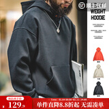 马登工装重磅毛呢连帽卫衣男外套美式休闲套头衫男士运动上衣秋季男装 黑色 M