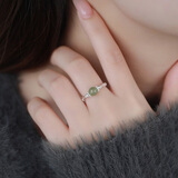 苏十六S999足银竹节和田玉碎银戒指女新中式指环小众生日礼物送女友老婆 和田玉竹节碎银戒指