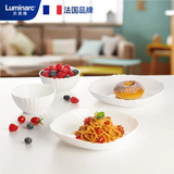 乐美雅白玉玻璃露特莎餐具4件套耐热玻璃微波炉可用碗盘餐具