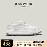 皓顿（HAUT TON）秋冬男鞋休闲鞋头层牛皮小白鞋男士厚底增高轻便板鞋舒适运动鞋子 白色 42 适合运动鞋43码