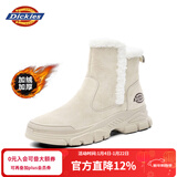 Dickies女士雪地靴女靴冬季加绒加厚短靴保暖棉鞋靴子 米色 36 