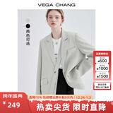VEGA CHANG小西装女2026年春季新款法式小众宽松显瘦女士西服外套 淡抹茶色 S