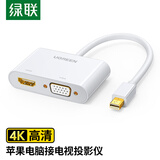 绿联Mini DP转HDMI/VGA转换器线4K迷你DP雷电2拓展坞转接头 适用苹果微软电脑接显示器投影仪 40364