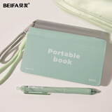 BEIFA羊巴皮皮面便携本随身便携手帐记事本学生便签本计划本工作笔记办公用会议记录本挂件本 曼波绿