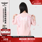 BOY LONDON【繁花】潮牌情侣款短袖樱花翅膀花卉印花T恤N01712 粉色 L