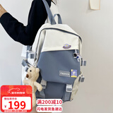 viney高中书包初中女大学生小学生4-6年级儿童ins韩版双肩包15.6英寸电脑背包大容量时尚潮流休闲旅行包高颜值轻便减压减负简约